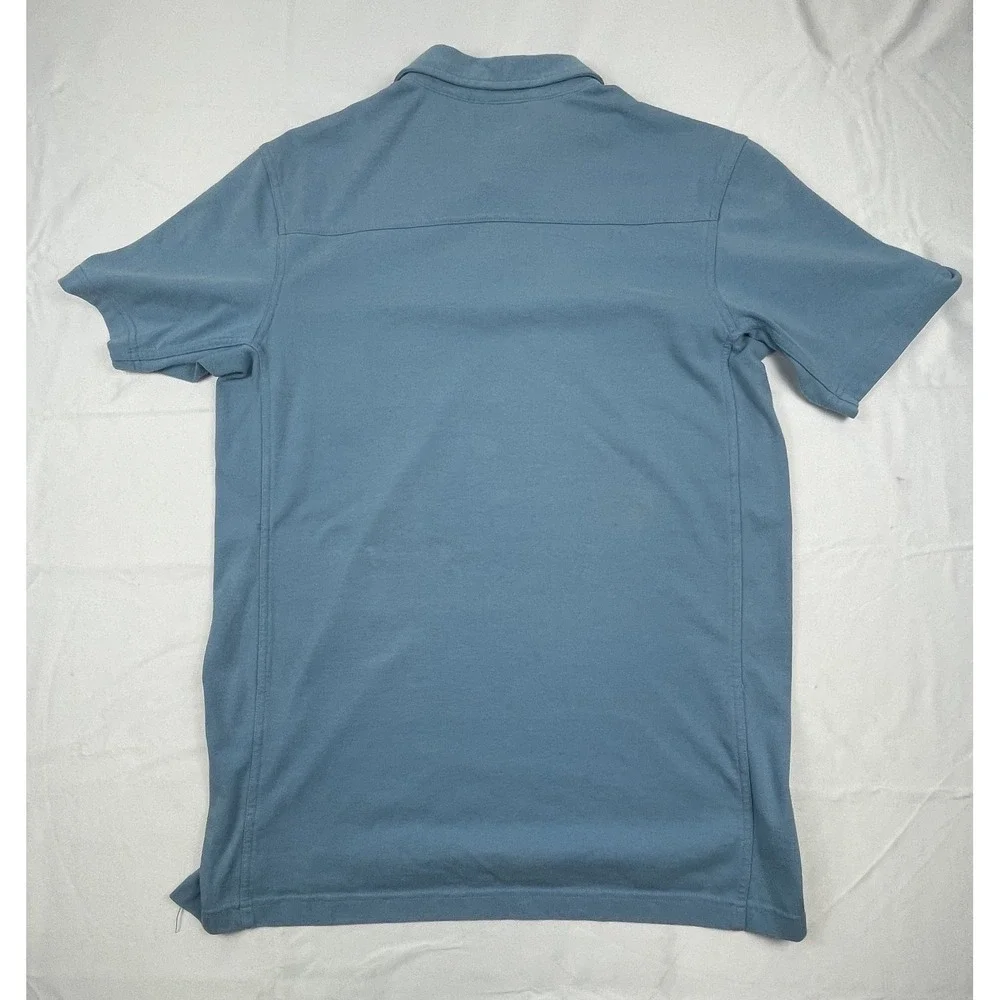 DULUTH TRADING CO TRIM FIT POLO SHIRT MENS M BLUE COOLMAX COTTON BLEND POCKET SH